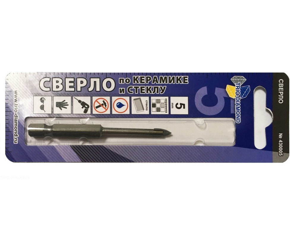 Сверло по керамике и стеклу 5мм 430005 Сверло по керамике и стеклу 5мм 430005