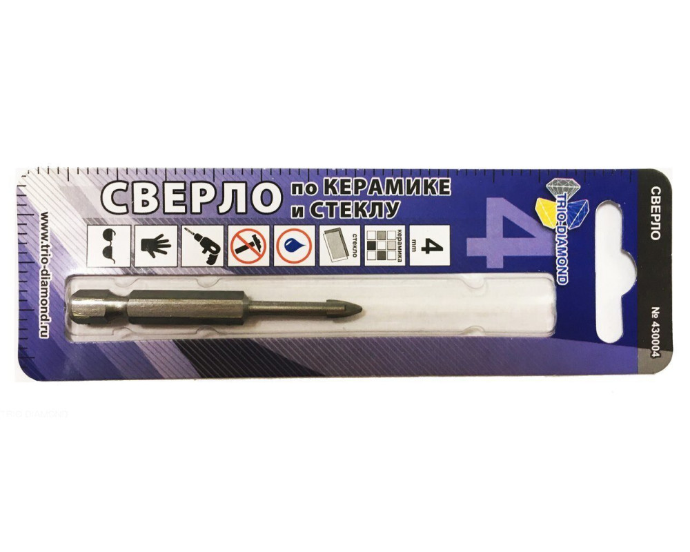 Сверло по керамике и стеклу 4мм 430004 Сверло по керамике и стеклу 4мм 430004