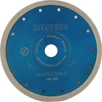 Диск алмазный керамогранит 200*25,4/22,23 Hilberg Турбо ультратонкий х-тип HM405