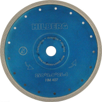 Диск алмазный керамогранит 250*25,4/22,23 Hilberg Турбо ультратонкий х-тип HM407
